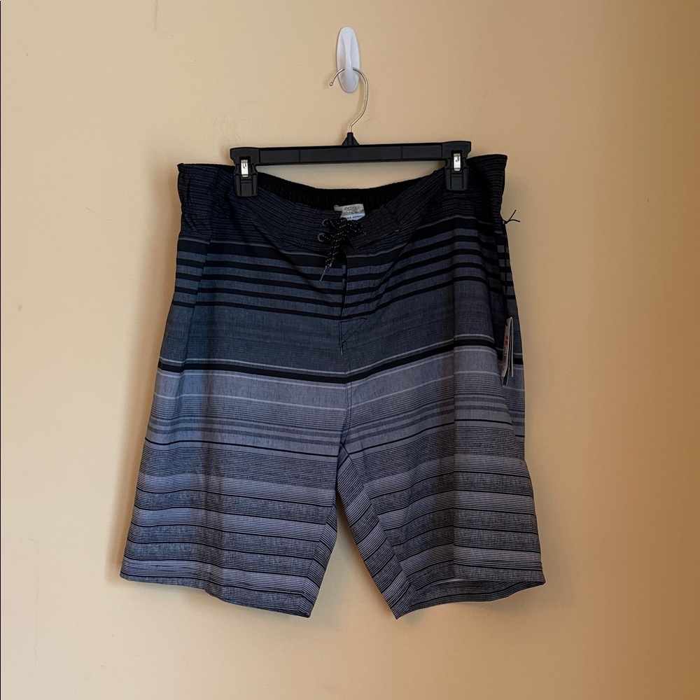 NWT - OCEAN COAST Striped Gray and Black Shorts
